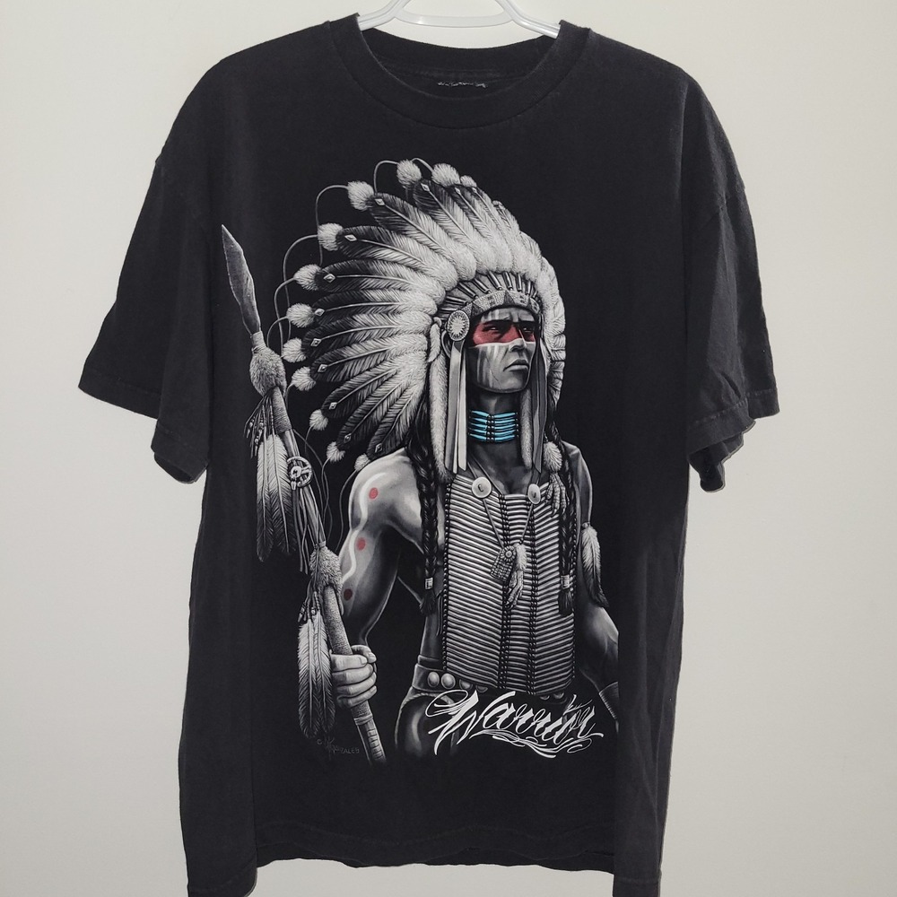 David Gonzales Art Native American Chief Warrior T-Shirt Size XL DGA‎
